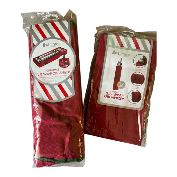 Two Whitmor Christmas Gift Wrap Organizers  5X14.5X43in & 8.74x49.25 in. - Picture 1 of 10
